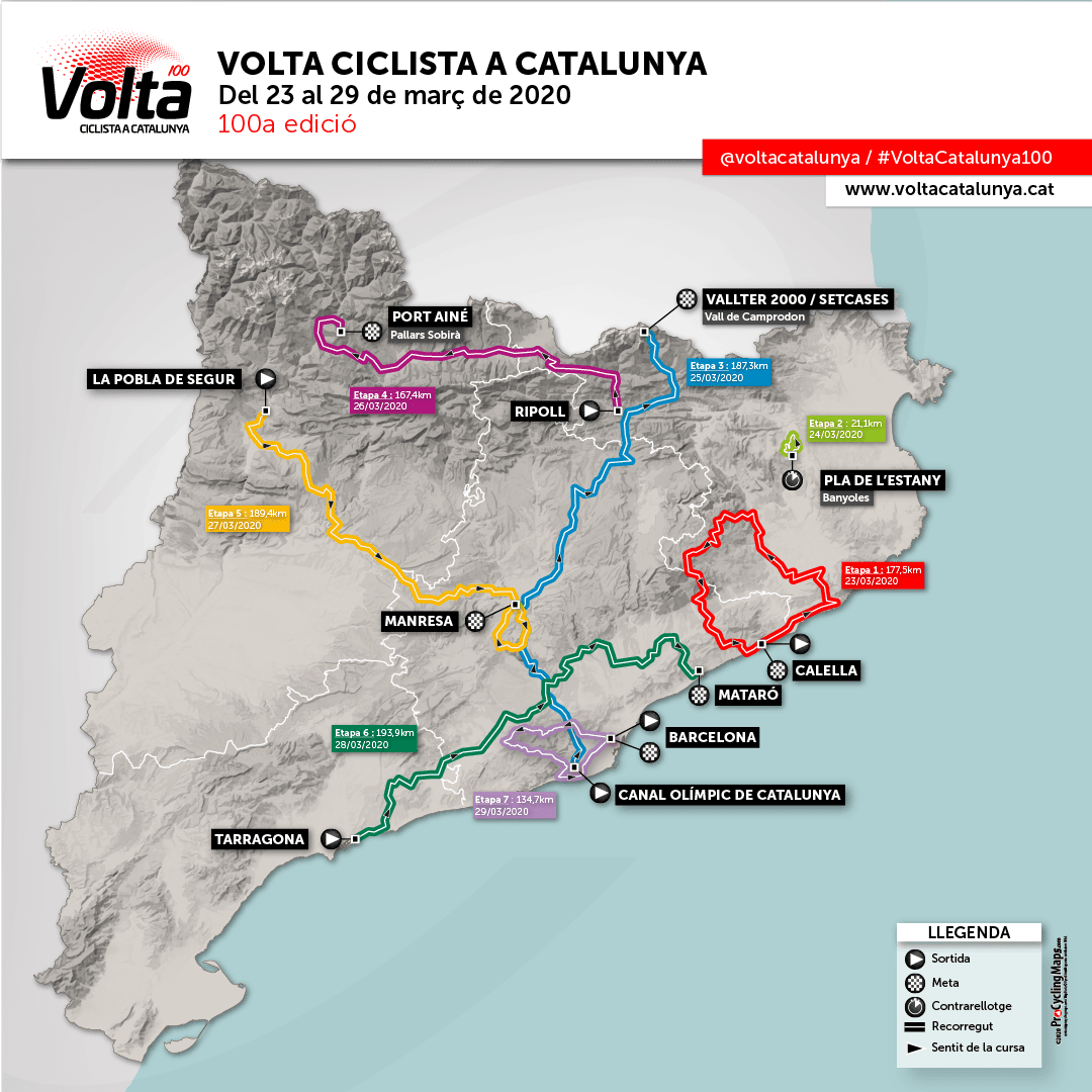 Volta a Catalunya 2020 montañas, crono y un nuevo circuito final