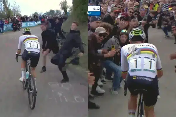 La agresión a Pogacar en el Campeonato Europeo: gestos, toques y pegatinas en la espalda