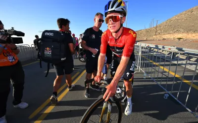 Remco Evenepoel (Red Bull - BORA - hansgrohe) tras perder su malla de líder en la etapa 3 del UAE Tour 2026