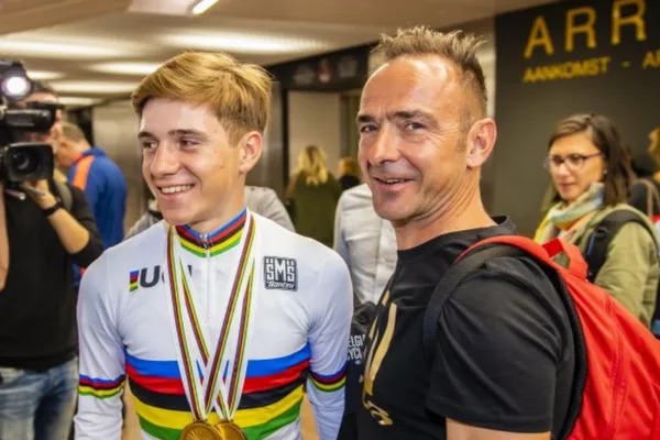 Remco Evenepoel con su padre, Patrick Evenepoel