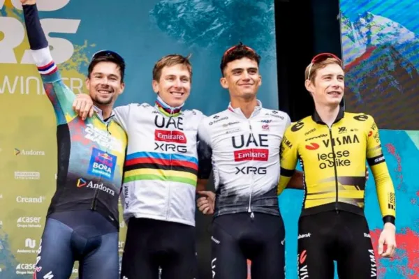 Primoz Roglic, Tadej Pogacar, Isaac del Toro y Jonas Vingegaard