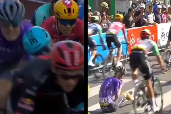 El cabezazo de Enrico Zanoncello (Bardiani) a Robert Donaldson (Jayco AlUla) en la etapa 15 del Giro d´Italia 2026