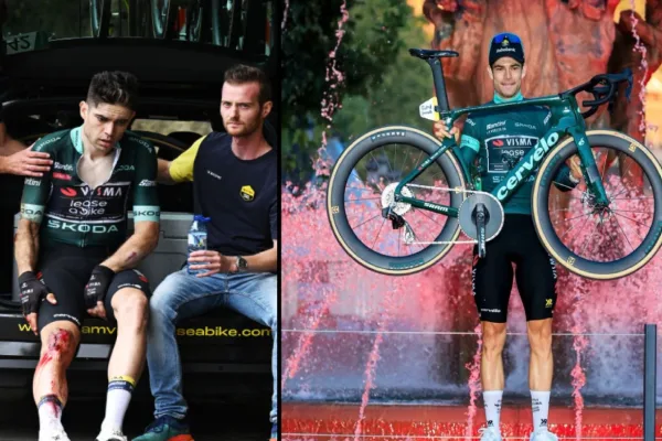 Wout van Aert (Visma - Lease a Bike) al abandonar La Vuelta a España 2024 y al ganar la malla verde en la edición 2026